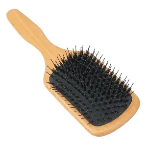 Personalized Wooden Handle Boar Bristles Women Hair Dryer Detangling Brush