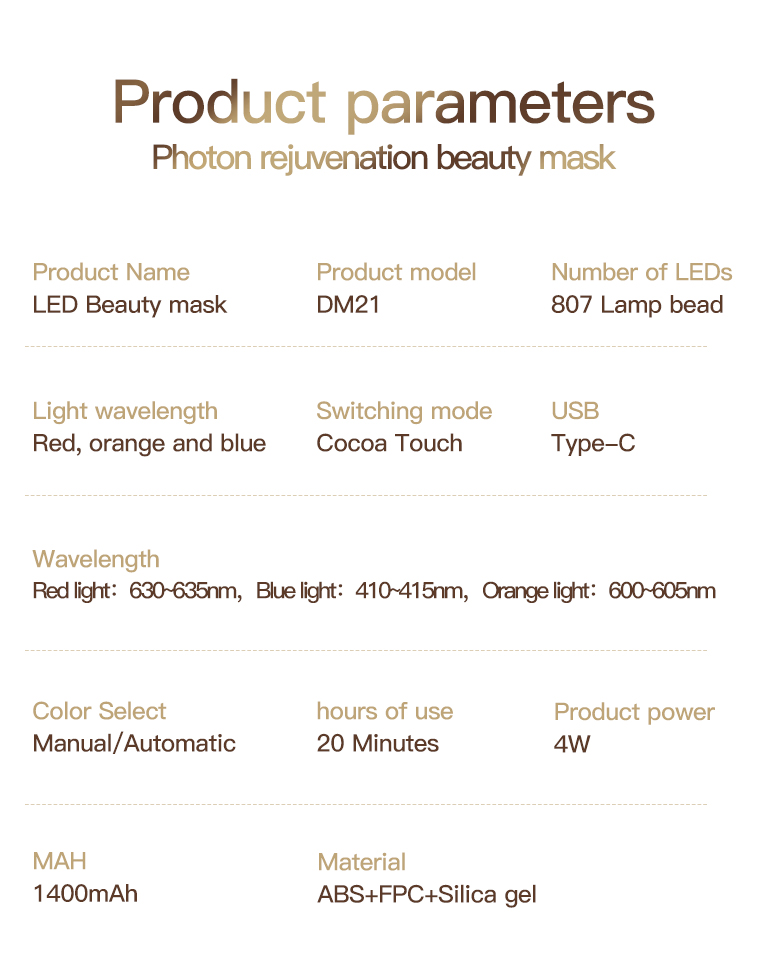 face mask 3 led lights top quality