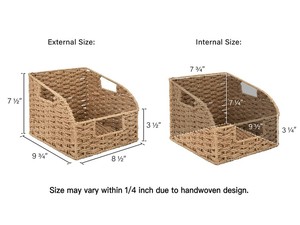 Panier <span class=keywords><strong>de</strong></span> rangement pour jouets et vêtements, en osier tressé, pour l'intérieur, la lessive, la maison <span class=keywords><strong>de</strong></span> poupée, en bambou, en jacinthe d'eau, en osier, pour la porte, en lin gris - Product Image 2