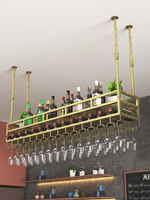 Porte-bouteilles suspendu en fer forgé avec rangement inversé, étagère décorative contemporaine pour verres à vin élégants