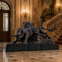 Sculpture en bronze artisanale de taureaux de combat - Composition dynamique à double sujet, pièce personnalisable de qualité muséale