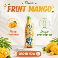 Sac à boisson en forme de bouteille imprimé sur mesure, moulage par injection, forme spéciale, pochette en plastique pour jus de fruits pour enfants