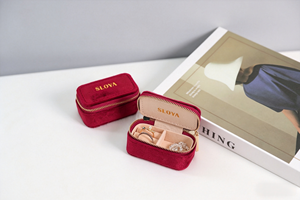 EQ2026 Custom Logo Velvet & Leather Travel Jewelry Case-Portable <b>Ring</b> <b>Storage</b> Mini Cute Design - Product Image 2