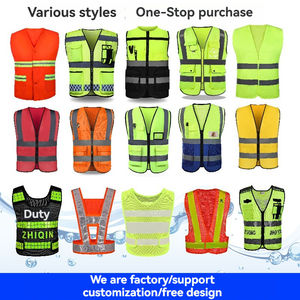 Mingtu 사용자 정의 텍스트 반사 조끼 복숭아 모양 메쉬 멀티 포켓 조끼 교통 반사 안전 의류 - Product Image 6