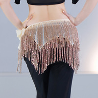 Foulard de danse orientale perlé à franges en mousseline, ceinture triangulaire pour femme, chaîne de taille pour spectacle sur scène