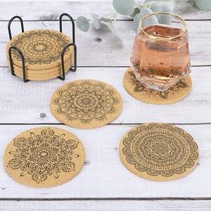 Sous-verres pour boissons absorbants avec support Sous-verres en liège pour table basse/table en bois, ensemble de 8 sous-verres amusants, sans odeur 1/4" - Product Image 5