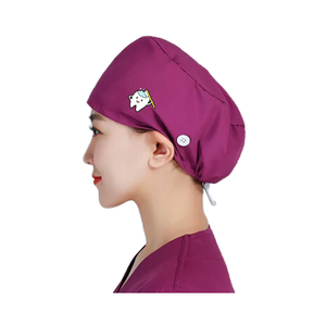 Chapeau chirurgical en coton mignon unisexe pour usage hospitalier, ensembles de blouses - Tissu tissé, marque Dingshang, en stock - Dentiste, esthéticienne, chimiothérapie - Product Image 1