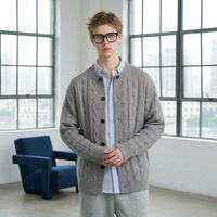 Cardigan en laine/viscose tricoté pour homme, style antique, anti-plis, col rond, personnalisé, hiver, ODM, OEM, marque privée, prix bas
