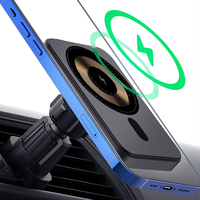 Chargeur de voiture sans fil magnétique transparent avec charge rapide PD QC3.0, port Type-C pour téléphones mobiles