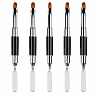Pinceau à ongles en gel double extrémité personnalisable populaire, manche en métal, virole sertie, double tête, poils synthétiques en nylon