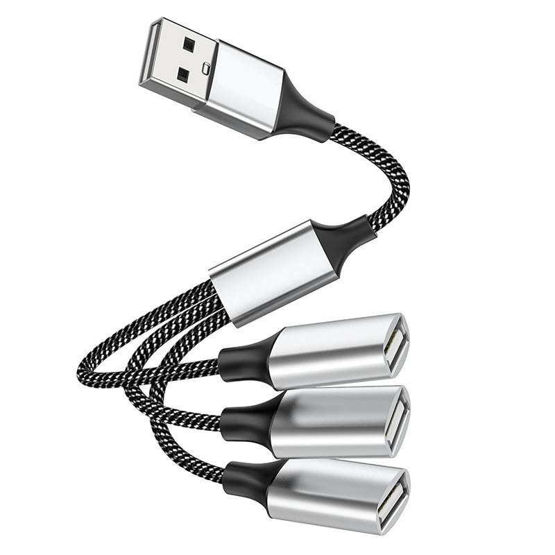 Silver USB to 3xUSB