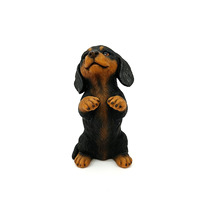 Figurines de chiot en résine peintes à la main, créatives et mignonnes, statue de chien teckel debout, ornement pour la décoration de la maison ou du bureau