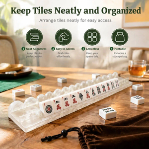 Premium Acrylic Mahjong Racks with Magnetic Pushers Set of 4, 20 inch Scalloped Mahjong Racks - Product Image 4