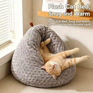 Cama para Gatos de Material PP Sólido y Cálido para Invierno, Forma Triangular, Cama Suave para Mascotas, para Gatos Pequeños, Gatitos y Cachorros - Product Image 5