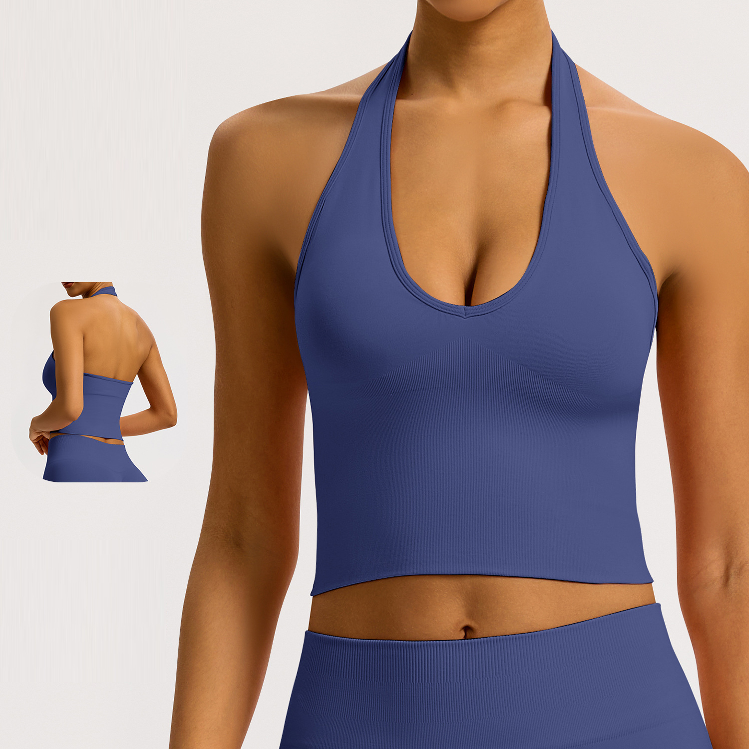 Top Selling Breathable Halter Neck Backless Yoga Sports Bra Women Padded Breathable Workout Yoga Vest for Gym Fitness Daily Wear