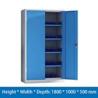 Armoire de rangement pour outils de véhicule OEM robuste, en acier renforcé, modulaire, 5 étagères, bleu et blanc, étagères personnalisables