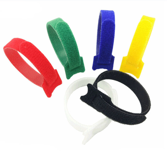 Reusable Custom Printed logo Cable Tie Holder Adjustable Releasable Nylon Hook and Loop Strap Cable Ties with Plastic Buckle