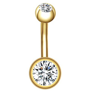 Anillo de <span class=keywords><strong>Ombligo</strong></span> Rui Qian <span class=keywords><strong>Dorado</strong></span> Brillante de Estilo Simple con Circón, Joyería de Acero Inoxidable para <span class=keywords><strong>Piercing</strong></span> Corporal para Mujer - Product Image 2
