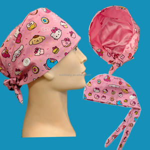 Gorros de Enfermera con Logotipo Personalizado, Diseño de Dibujos Animados, Gorros Quirúrgicos con Lazo Trasero con Estampado de Calavera Masculina, Gorros de Hospital Ajustables y Lavables - Product Image 3