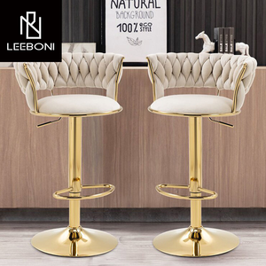 <span class=keywords><strong>Tabouret</strong></span> de <span class=keywords><strong>bar</strong></span> pivotant en velours, cadre en métal, mobilier commercial moderne de luxe, comptoir de café d'hôtel, tabourets de <span class=keywords><strong>bar</strong></span> de cuisine - Product Image 3
