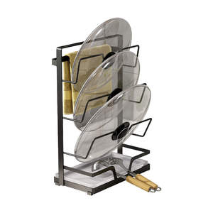 ชั้นวางฝาหม้อติดผนังแบบไม่ต้องเจาะ ผิวเคลือบสีฝุ่น รูปทรงสี่เหลี่ยมผืนผ้า สำหรับจัดเก็บในครัว กวางตุ้ง GC005 - Product Image 3