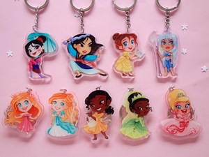 Breloques en acrylique personnalisées OEM/ODM : Princesse, Héroïnes (<span class=keywords><strong>Ariel</strong></span>, <span class=keywords><strong>Raiponce</strong></span>, Belle, Cendrillon, Blanche-Neige) – Cadeaux mignons - Product Image 6