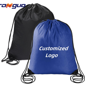 Custom Logo Promotional Gift Nylon Waterproof Recyclable Drawstring Backpack for Sport Gym Use
