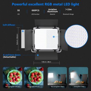 Kit d'éclairage vidéo et photo <span class=keywords><strong>Neewer</strong></span> <span class=keywords><strong>2</strong></span> ou 3 packs de 660 LED RGB avec contrôle par application, supports et sac, 660 LED SMD CRI95 - Product Image 2