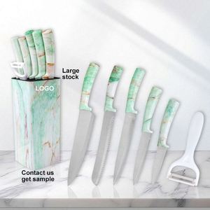 Juego de Cuchillos de Cocina Profesionales de 6 Piezas, Súper Afilados, de Acero Inoxidable, para Chef, Pan y Carne, con Bloque Universal para Cuchillos - Product Image 1