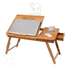 Mesa plegable para portátil de alta capacidad, escritorio ajustable de bambú Moso para portátil con cajón, bandeja para cama para portátil - Product Image 1