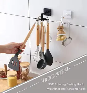 1pcs Rotating Folding Hook 360 Degree Cabinet Hooks Self-Adhesive 180 Degree Vertical Flip Hook For Home Kitchen Bathroom
