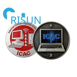 Pièces commémoratives en métal sur mesure en or et argent antique, souvenirs, forces spéciales de la tâche d'investigation sur les crimes violents contre les enfants (ICAC), pièces de défi - Product Image 2