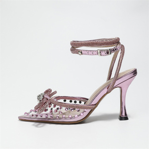 Chaussures de luxe pour femmes 2025 à bout pointu en PVC transparent avec strass, talons hauts sexy de créateur - Product Image 3