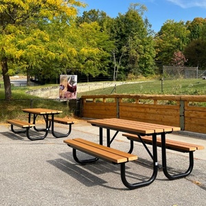 Ensemble Table et Bancs de Repas d'Extérieur Design Moderne pour <span class=keywords><strong>Restaurant</strong></span>, Tables de Pique-nique Commerciales Extérieures - Product Image 1