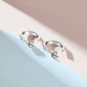 Boucles d'oreilles en argent sterling 925, design minimaliste, bijoux fins, plaqué rhodium, géométriques, tendance, créoles, cadeau de mariage, de fiançailles - Product Image 5