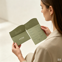 Carte personnalisée pliée style enveloppe, carte de luxe à insérer en papier, carte d'instructions pour vêtements avec impression de votre logo