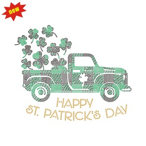 最高のスパークリングラインストーン<span class=keywords><strong>Shamrock</strong></span>アイロン服の転送デザイン - Product Image 1