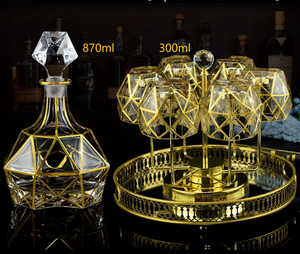 Ensemble de verres à <span class=keywords><strong>whisky</strong></span> et à vin rouge de luxe <span class=keywords><strong>français</strong></span>, verre en cristal européen haut de gamme avec fil doré importé pour la maison ou comme cadeau - Product Image 1