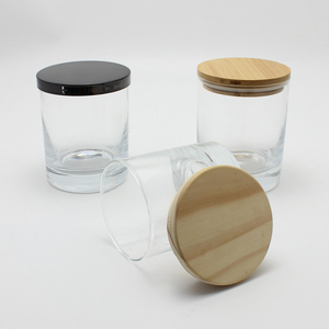 Vaso porta votivo in vetro trasparente di alta qualità Karen 20cl 30cl con coperchio in legno per la produzione di candele all'ingrosso - Product Image 3