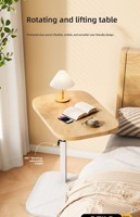 Table d'appoint mobile moderne en métal avec lumière intégrée, extensible, rotative et à hauteur réglable pour salon, chambre, villa, hôtel