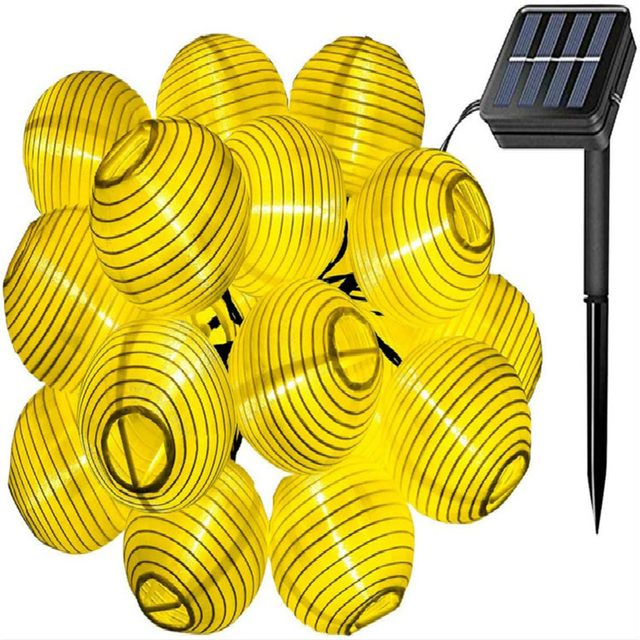 Outdoor Waterproof 10LED Fabric Lantern Lampion Solar String Light for Garden Outdoor Landscape Courtyard Wedding