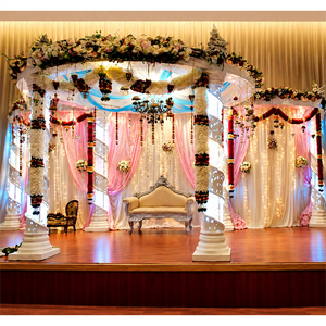 Décoration de Mandap Lumineux Thème Mariage Rêveur, Mandap de Mariage Princesse Élégant en Fibre de Verre pour Cérémonies Hindoues, Montage Facile - Product Image 1