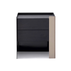 Ensemble de Chevets Modernes de Luxe Italiens en Bois Massif pour Chambre à Coucher, Chevet Français en Cuir Haut avec 2 Tiroirs <span class=keywords><strong>Bombay</strong></span> - Product Image 2