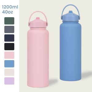 Wide Mouth Portable Sports Tumbler 1200ml Stainless Steel Vacuum Insulated Water <b>Bottle</b> with Straw Leakproof Jug for Fitness - Product Image 2