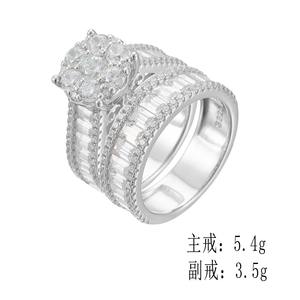 高級男女兼用925スターリングシルバーエメラルドカットフルキュービックジルコニア婚約指輪結婚指輪パーティーリング重ね付け卸売 - Product Image 6