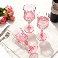 Verres à vin en plastique réutilisables de 7 oz, gobelets vintage incassables à pied pour mariages, fêtes, bars et événements