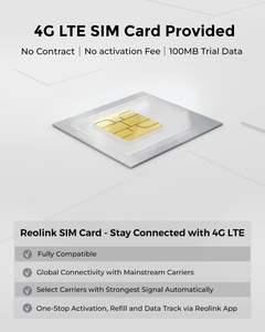 Caméra de sécurité <span class=keywords><strong>Reolink</strong></span> 2K alimentée par énergie <span class=keywords><strong>solaire</strong></span>, batterie rechargeable, 4G LTE sans fil, communication bidirectionnelle, carte SIM, stockage dans le cloud, vision nocturne - Product Image 5