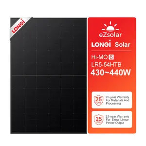 LONGi solarpanels hi-mo 6 bilim adamları LR5-54HTB 430-440M HPBC hücre siyah çerçeve 430W 435W 440W güneş panelleri