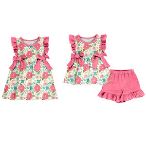 Preventa al por mayor: Vestidos de verano con estampado floral para bebés y niñas, conjuntos de ropa para hermanas, precio de fábrica, moda. Pedido mínimo 5 unidades. - Product Image 1