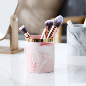 Nordic INS luxe doux maison décorative cartouche maquillage brosse stockage <span class=keywords><strong>voiture</strong></span> en gros marbre céramique <span class=keywords><strong>Vase</strong></span> - Product Image 4